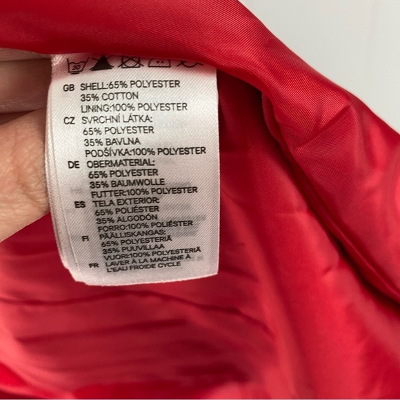 H&M Trench Coat Womens Sz 4 Cherry Red Double Breasted Jacket Tie Waist Flared - Picture 14 of 16